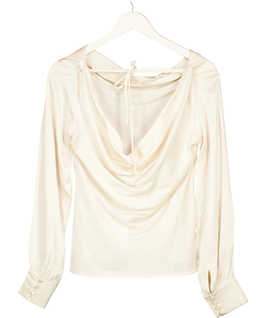 FOREVER NEW Cream Beau Bias Satin Top UK 8