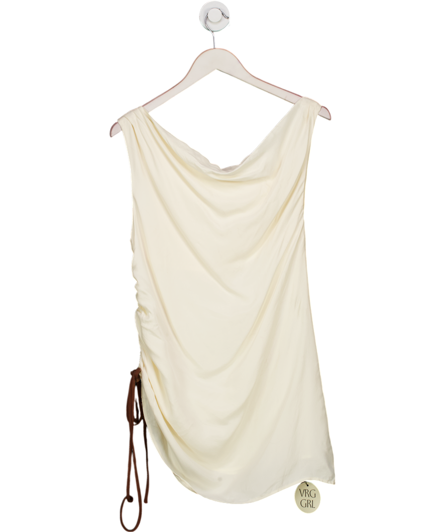 vrg girl Cream Ruched Side Mini Dress UK 8