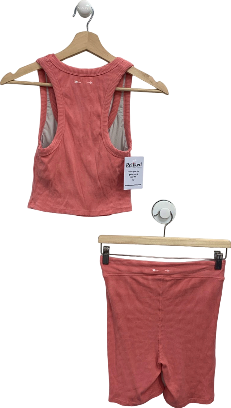 The Upside Pink Ribbed Tank Top and Shorts Set UK S