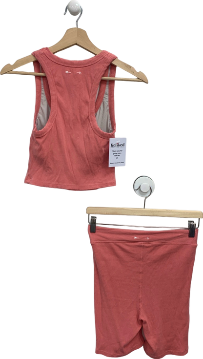 The Upside Pink Ribbed Tank Top and Shorts Set UK S