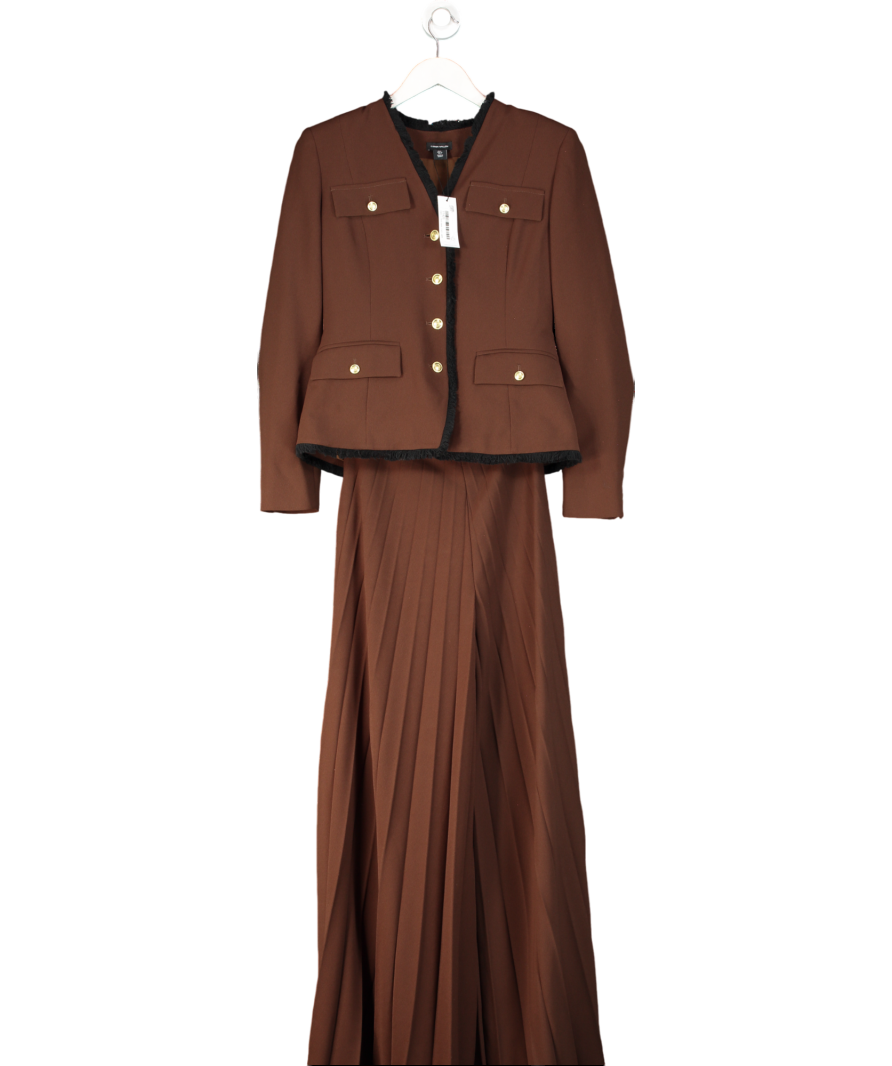 Karen Millen Brown Coffee Tailored Crepe Blazer Jumpsuit UK 8