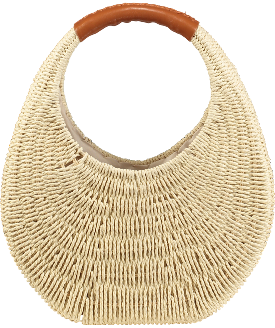 Structured Straw Bah with leather look handle