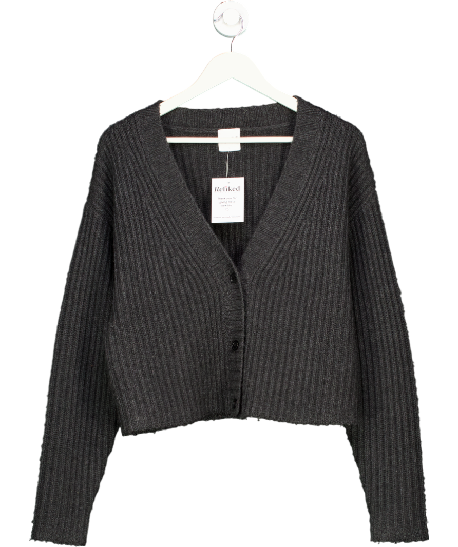 MADELEINE THOMPSON Grey Cashmere And Wool Cardigan UK S