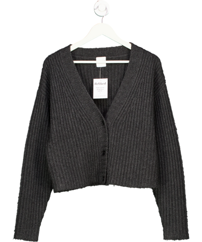 MADELEINE THOMPSON Grey Cashmere And Wool Cardigan UK S