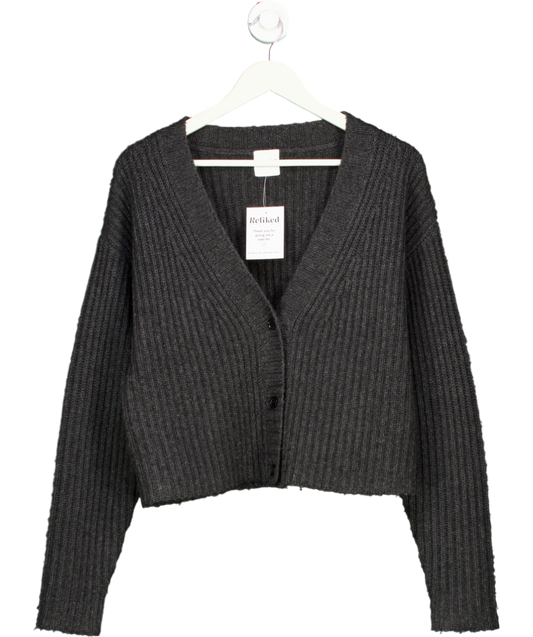 MADELEINE THOMPSON Grey Cashmere And Wool Cardigan UK S