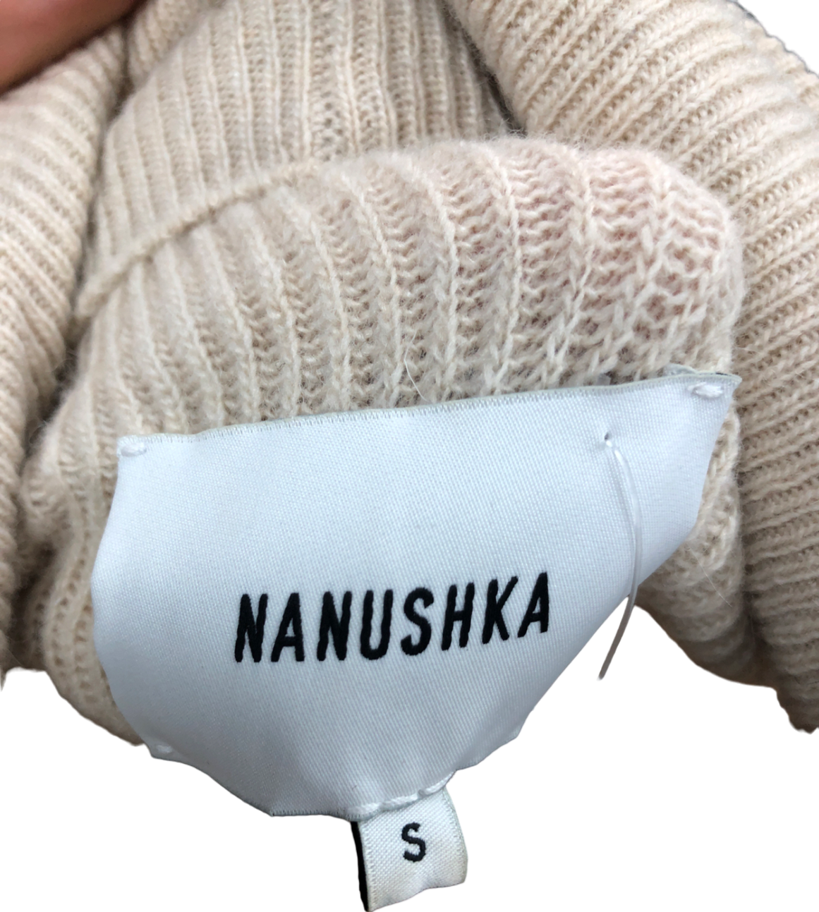Nanushka Beige Merino/Cashmere Blend High Neck Knitted Dress UK S
