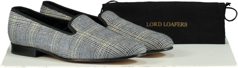 Lord Loafers Black/Grey Plaid Handmade Loafers UK 11