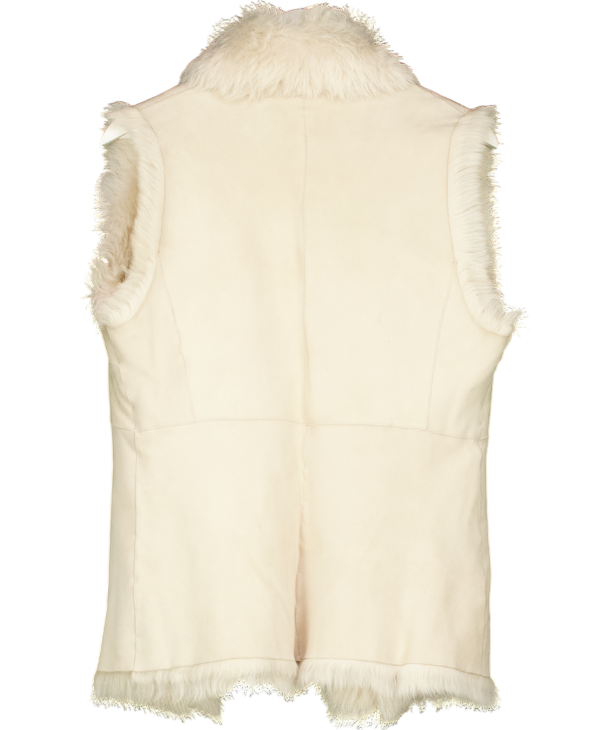 Mint Velvet Cream Real Shearling  / Suede Reversible Gilet UK M