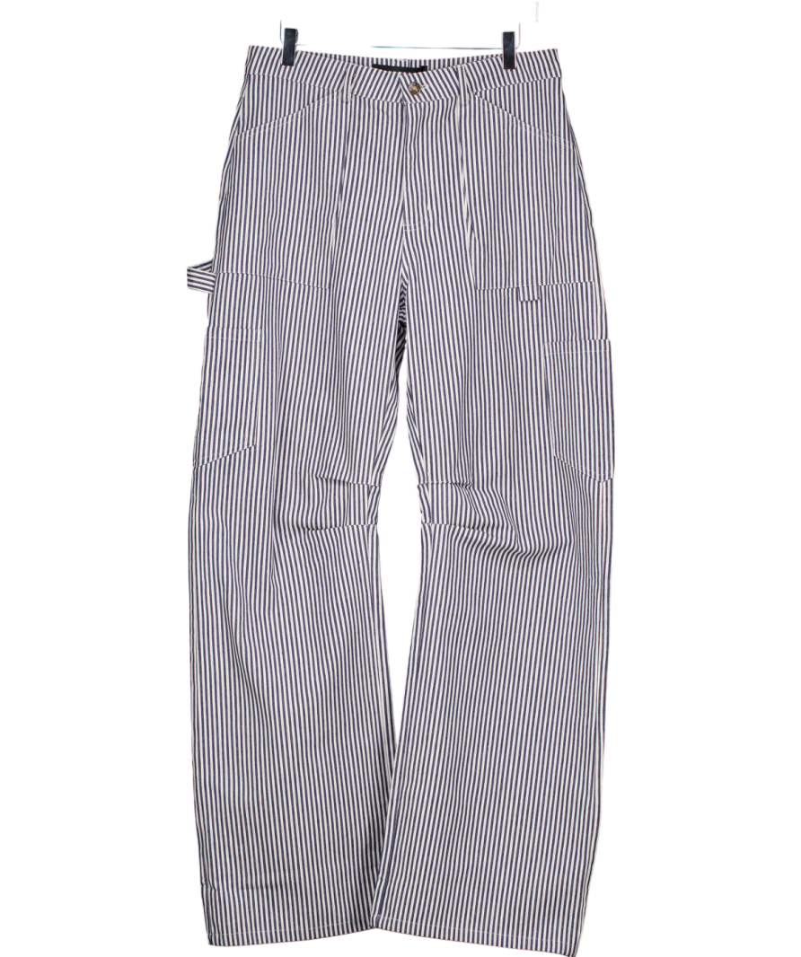 Lioness Model Low Rise Wide Leg Jeans With Blue And White Stripes UK M