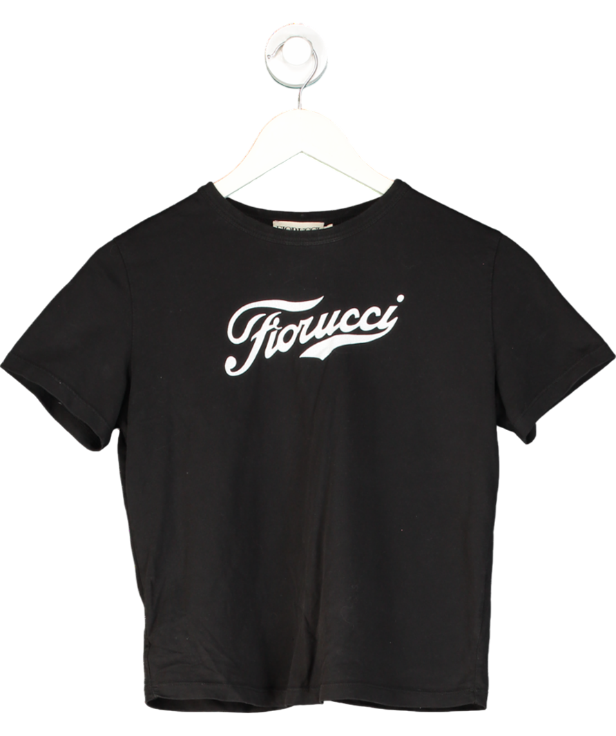 FIORUCCI Black Logo Print Cropped Baby Tee UK S