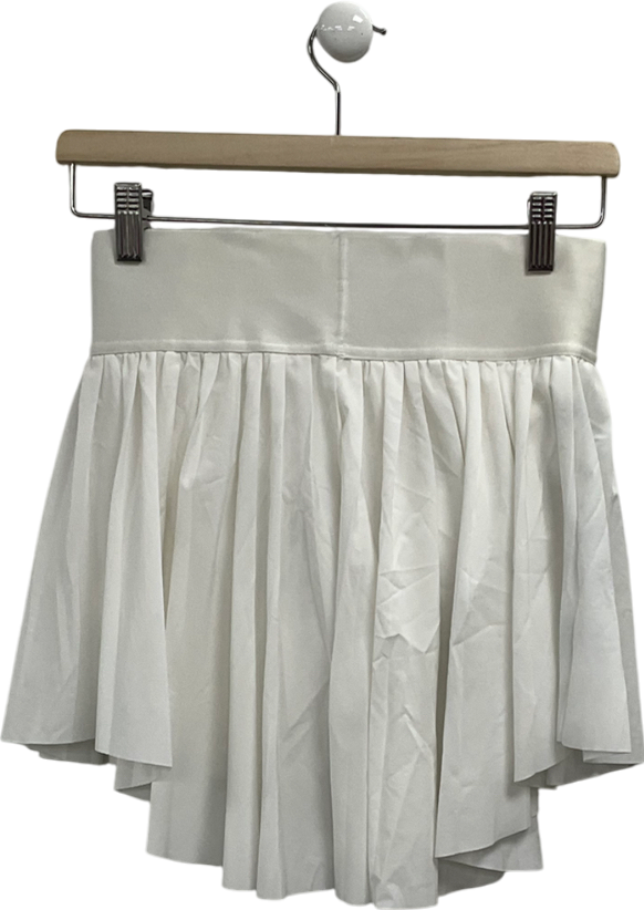Nike White Dri-fit Pleated Mini Skirt With Dipped Hem UK S