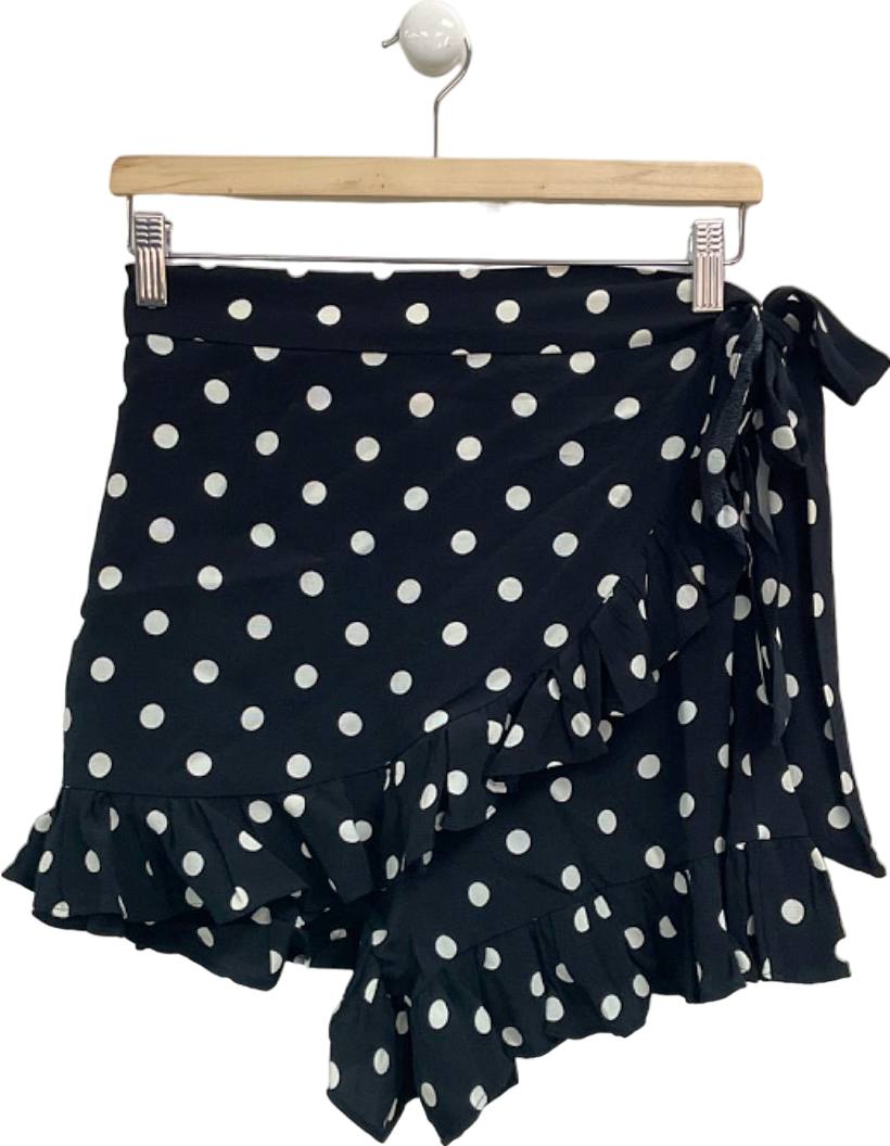 Zara Black Polka Dot Wrap Skort UK S