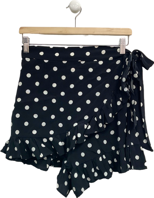 Zara Black Polka Dot Wrap Skort UK S