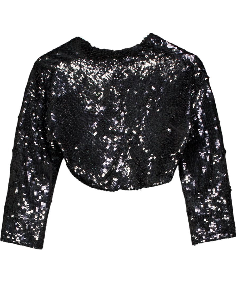 Dolce & Gabbana Black Silk Sequin Bolero IT 46 UK S