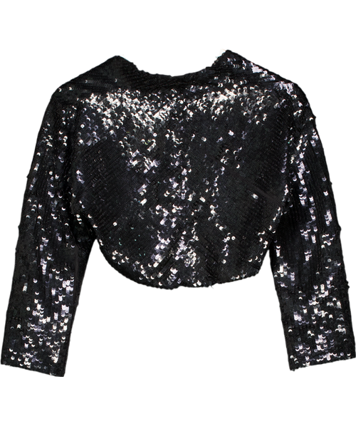 Dolce & Gabbana Black Silk Sequin Bolero IT 46 UK S