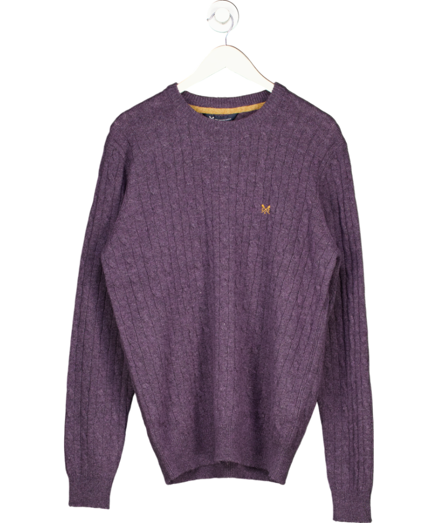 Crew Clothing Purple Lambswool Rich Cable Crew Neck Jumper UK L