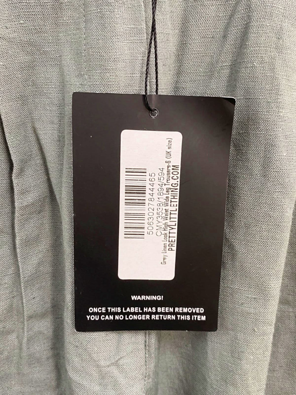 PrettyLittleThing Sage Green Wide-Leg Trousers Size 6