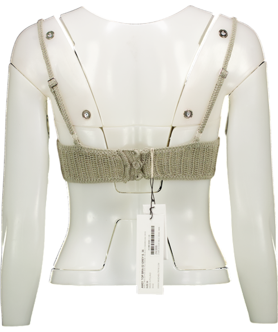 Magda Butrym Grey Crystal-embellished Crochet Crop Top Fr36 UK 8