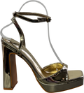 Public Desire Metallic Gold Peep Toe Barely There Platform Heels UK 6 EU 39 👠