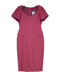 Karen Millen Burgundy Red Structured Crepe Square Neck Midi Dress UK 12