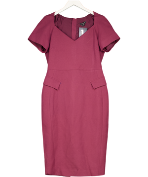Karen Millen Burgundy Red Structured Crepe Square Neck Midi Dress UK 12