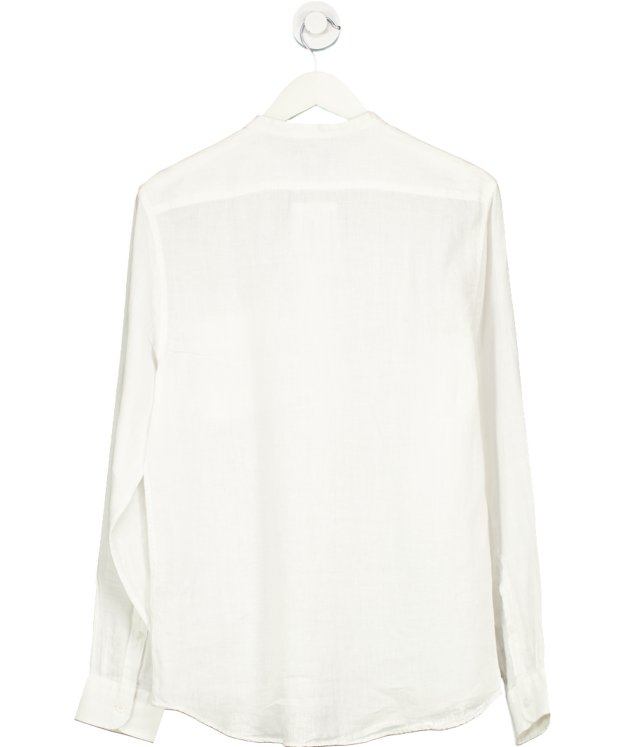 REISS White Ocean Grandad Collar Shirt 100% Linen UK M