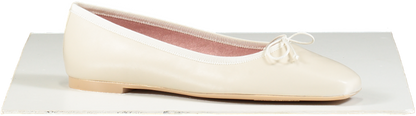 Pretty Ballerinas Natural Camille Cream Leather Square Toe Ballerina Shoes UK 6 EU 39 👠