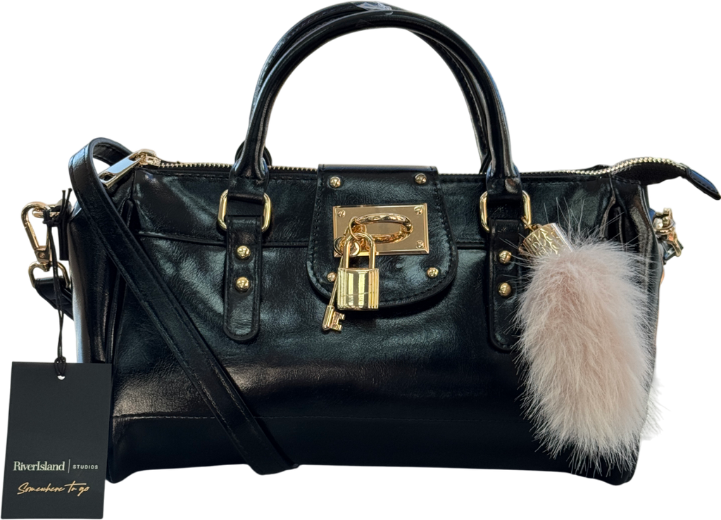 River Island Black Charmed Padlock Tote Bag