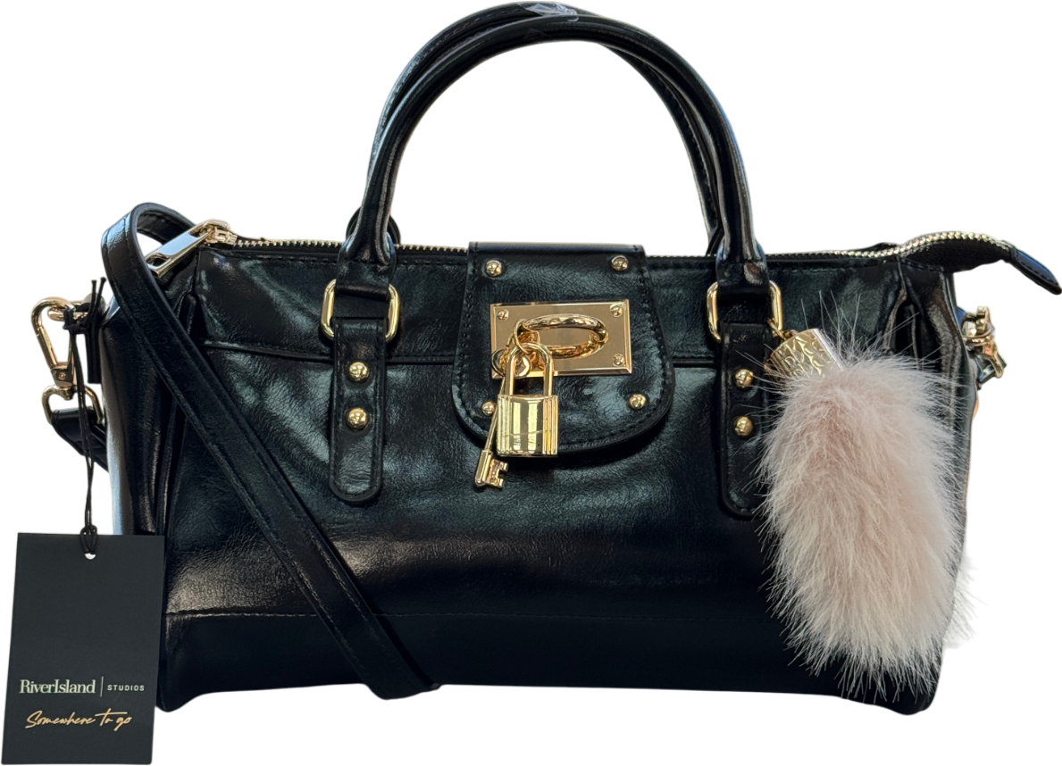 River Island Black Charmed Padlock Tote Bag