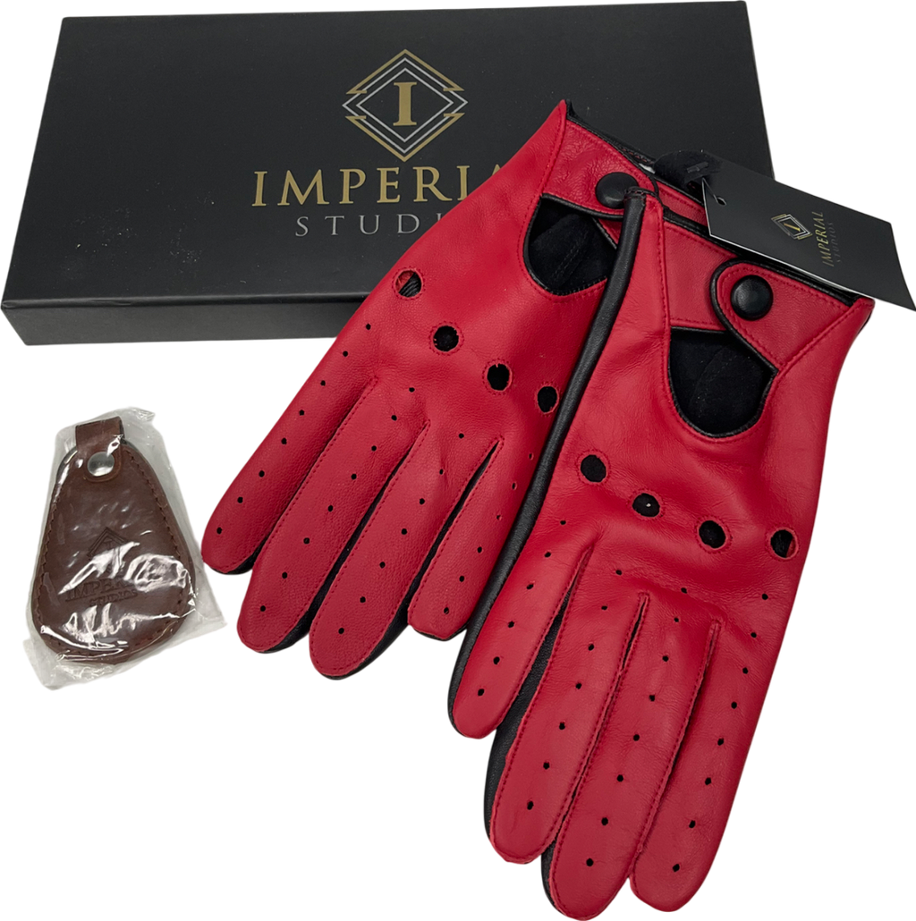 Imperial Studios Red Leather Gloves And Keyring Gift Set