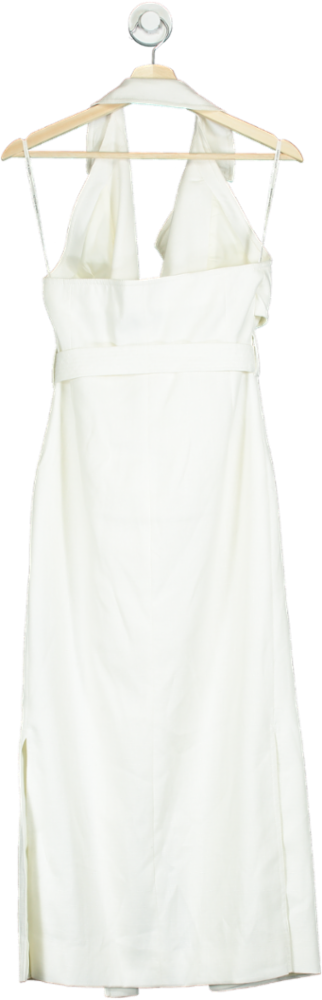 Karen Millen Ivory Relaxed Tailored Belted Halter Column Dress UK 6