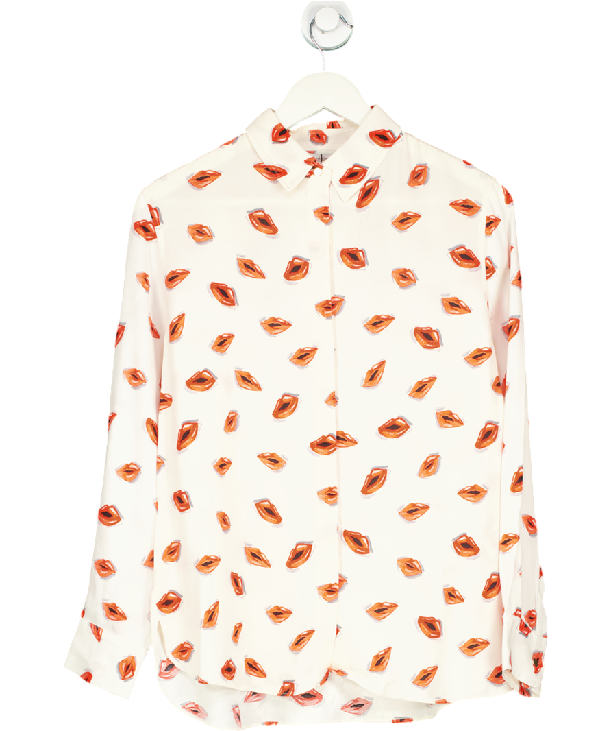 ZARA Cream Lips Print Blouse UK S