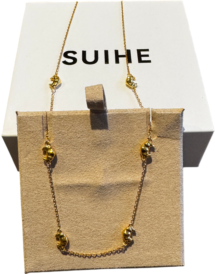 SUIHE 18k Yellow Gold Vermeil Over Sterling Silver Croissant Mini Charm Necklace