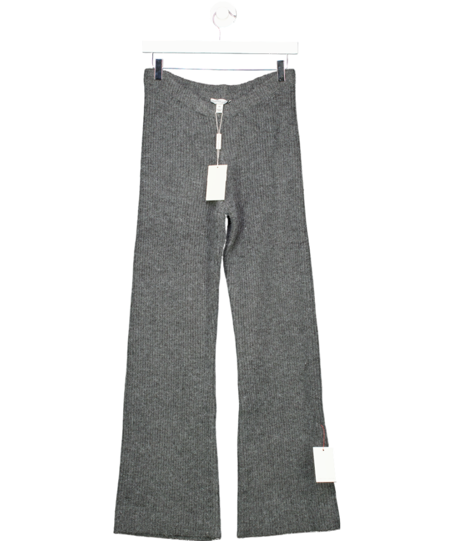 PRETTY LAVISH Charcoal Grey Beautrix Rib  Knit Straight Leg Trousers UK XS