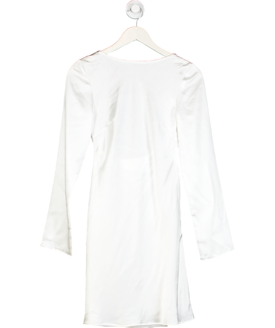 Six Stories White Long Sleeve Satin Cowl Back Mini Dress UK 10