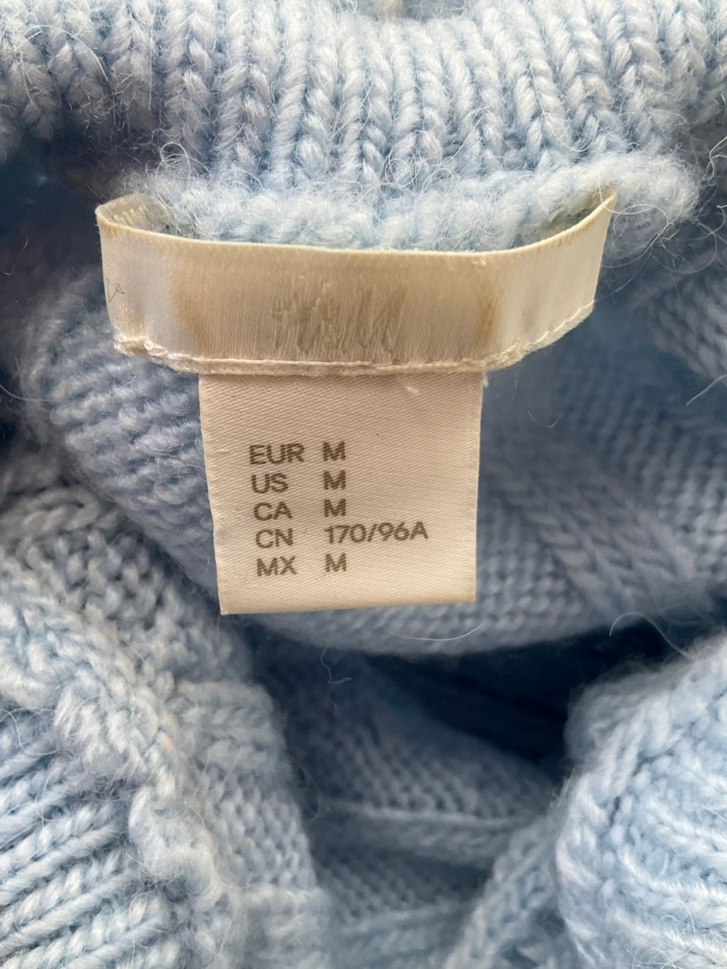 H&M Blue Cable-knit Jumper UK M