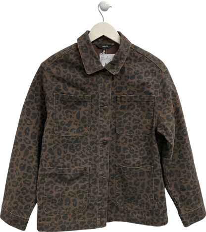 Next Brown Leopard Print 100% Cotton Worker Jacket UK S