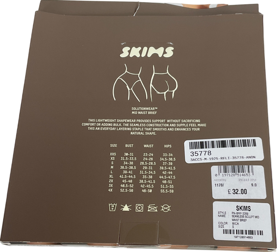 SKIMS Cream Seamless Sculpt Mid Waist Brief - Mica UK S