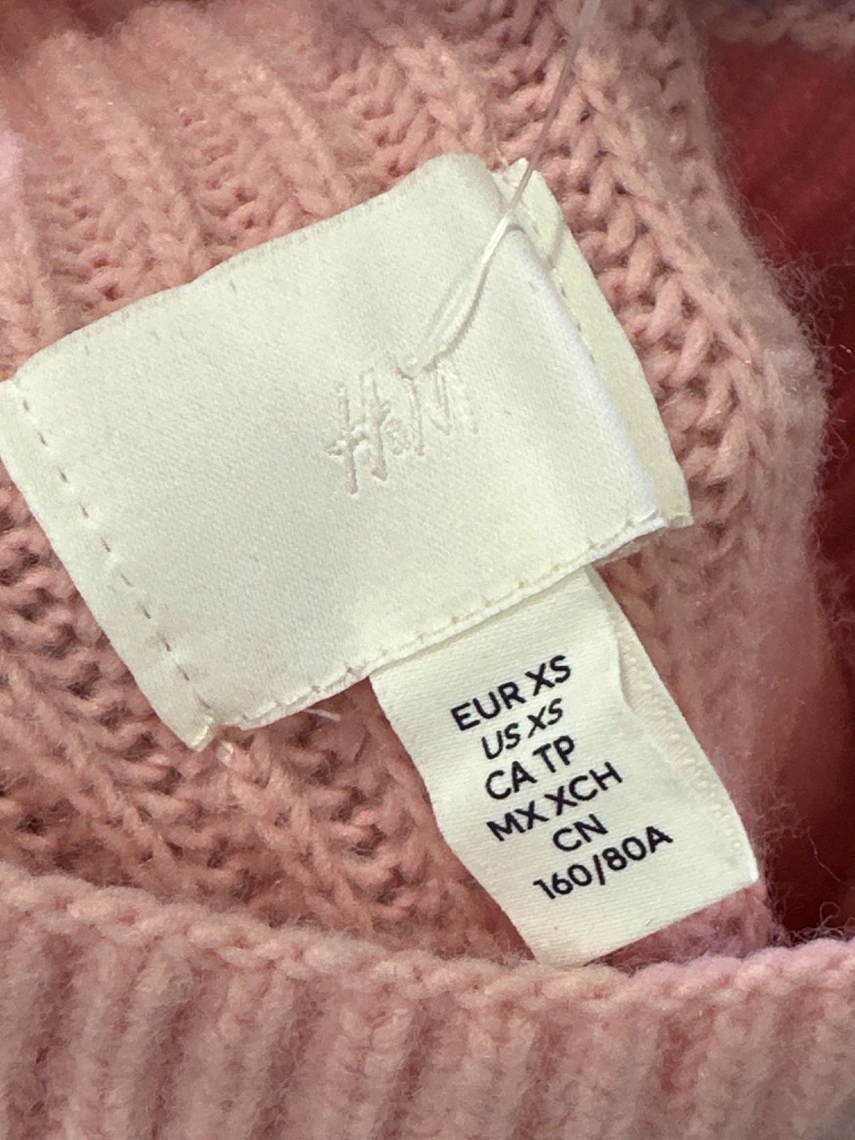 H&M Pink Ribbed Turtleneck Sweater UK XS