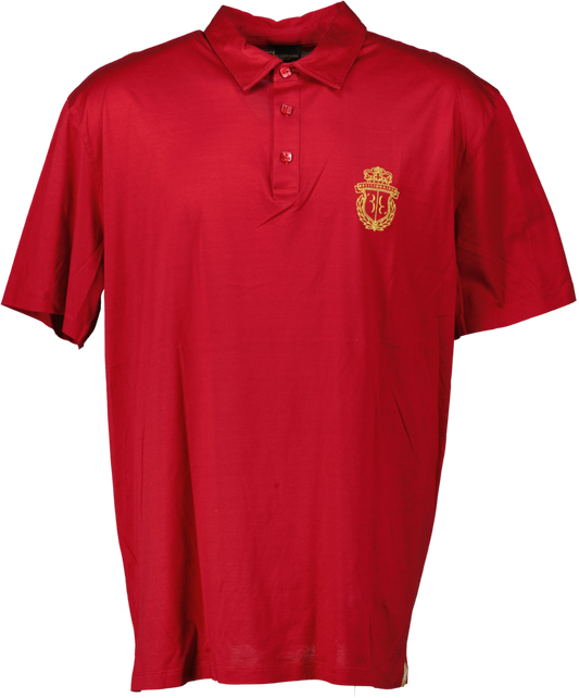 Billionaire Red Fine Jersey Polo Shirt With Gold Embroidered Crest Logo UK 5XL