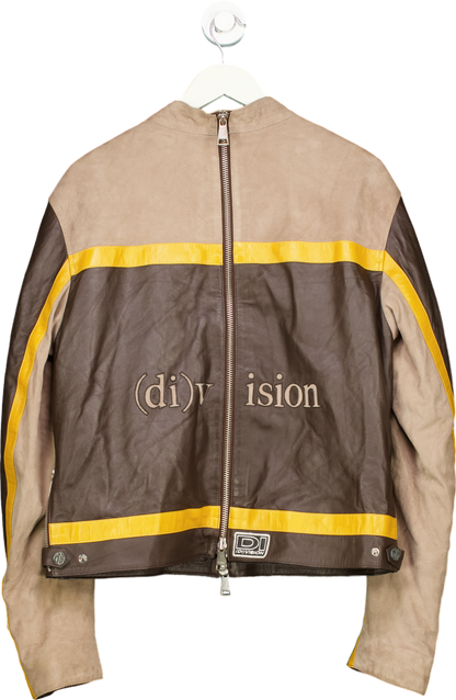 (di)vision Brown Leather Racing Jacket UK XS