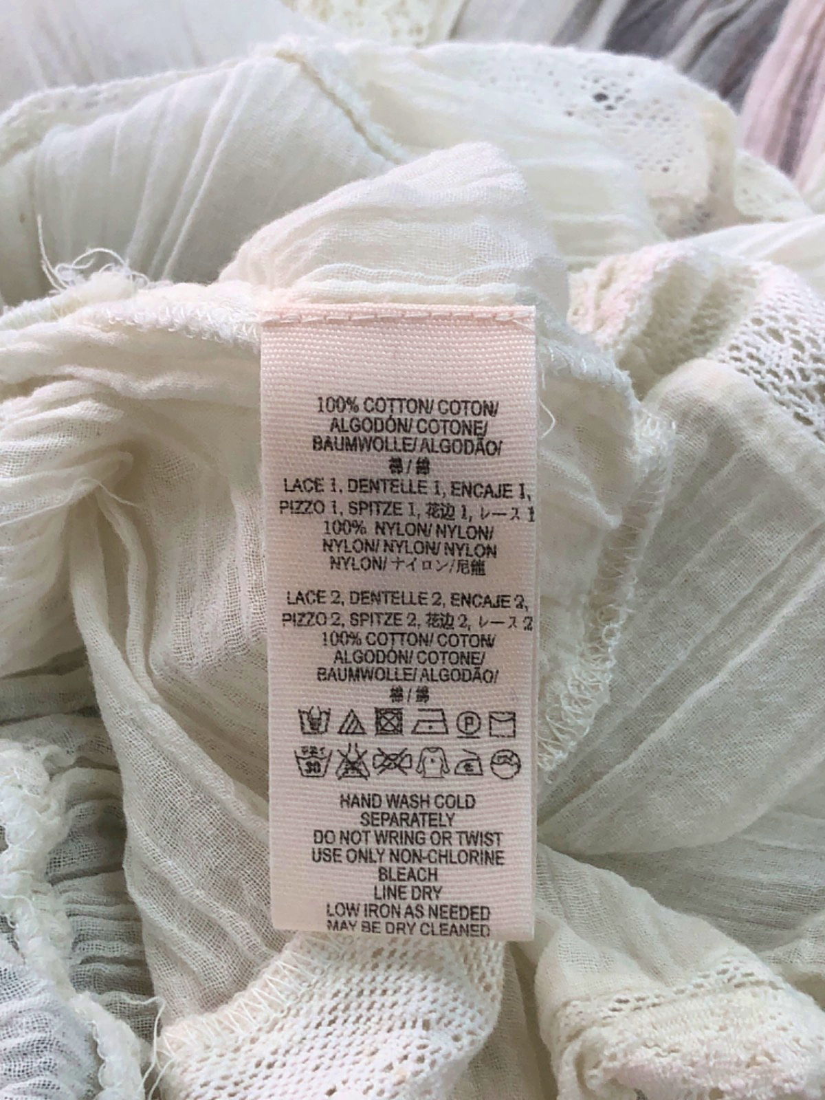 Free People Cream Lace Tunic Top UK XS