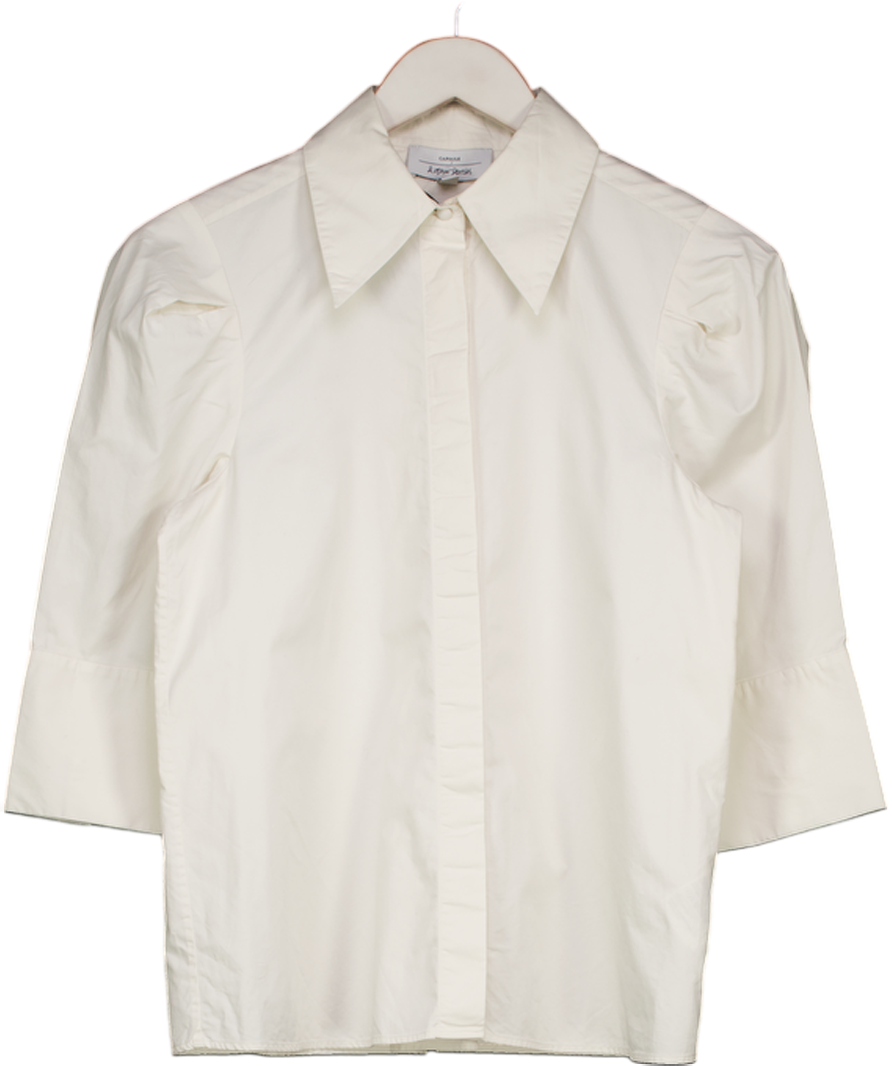 & Other Stories Cream 3/4 Sleeve Shirt UK 8