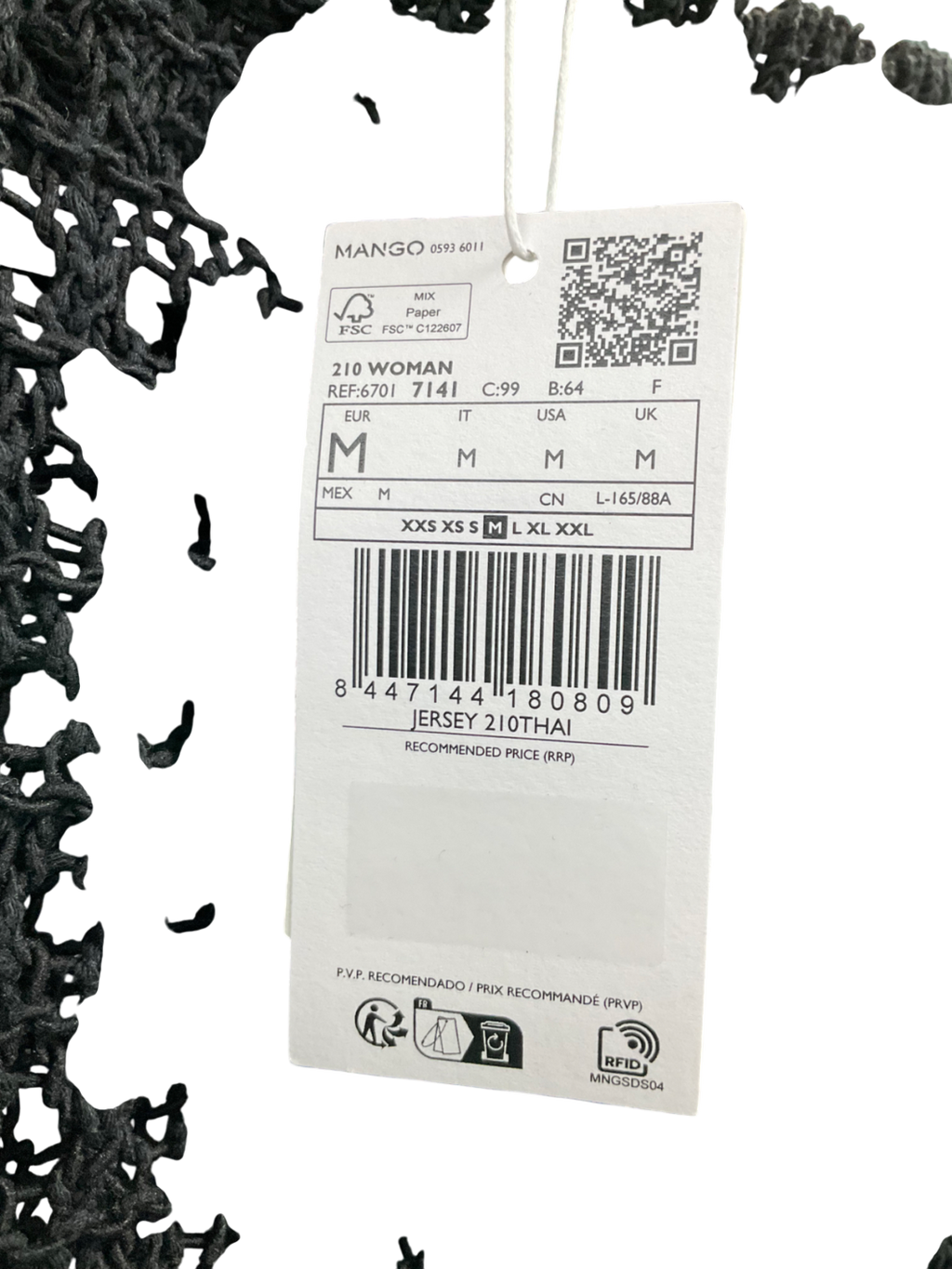 MANGO Black Crochet Knitted T-shirt UK M