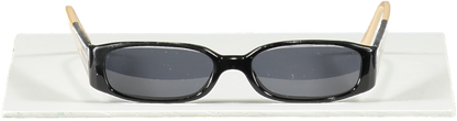 Chanel Black Black/beige Vintage 3122 Logo Arm Slim Sunglasses