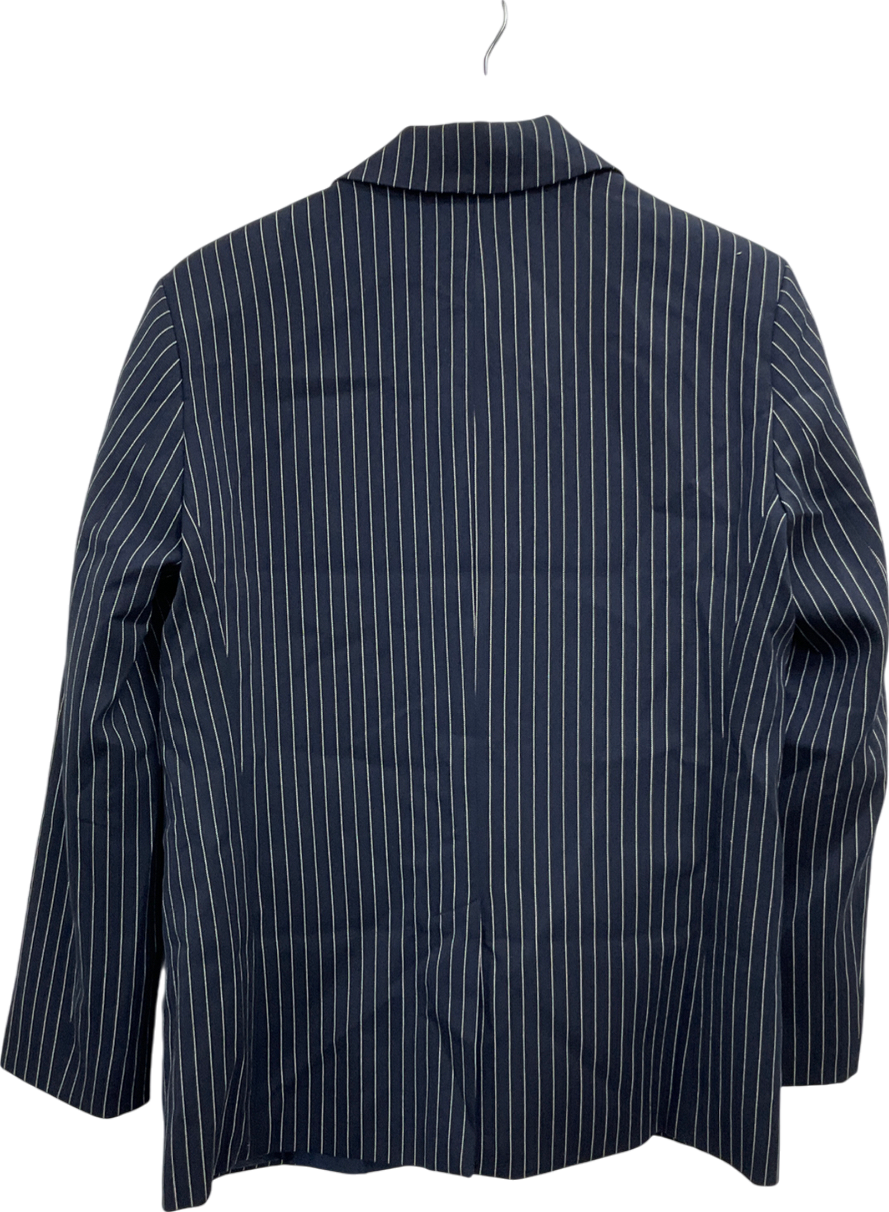 Nasty Gal Blue Premium Pinstripe Single Breasted Blazer UK 8