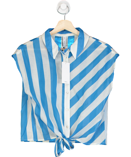 MANGO Olimpia Bow Stripe Print Shirt UK M