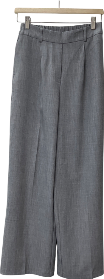 New Look Grey Tailored Wide Leg Trousers UK 8