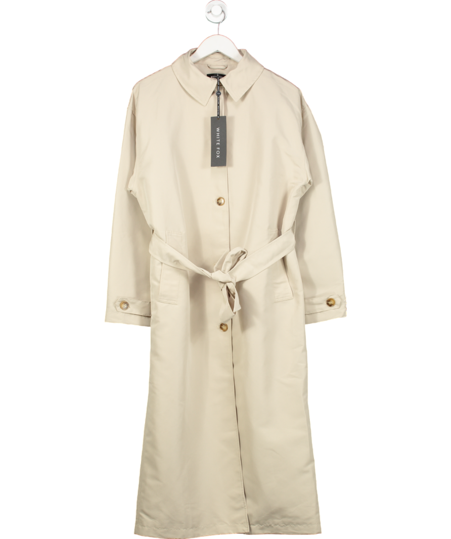White Fox Beige Keep A Secret Trench Coat UK S/M