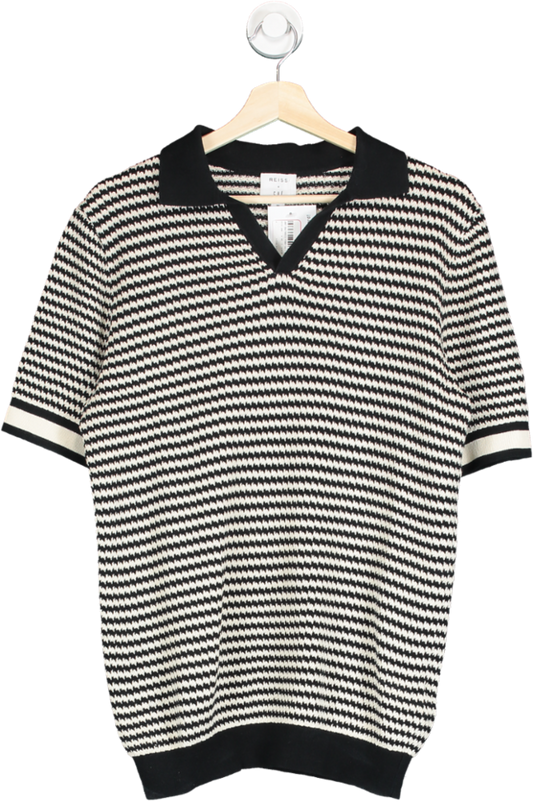 REISS X CHE Black Knit Polo Shirt UK M